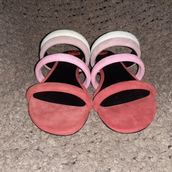 REBECCA MINKOFF-Kade-Red Ombre Tubular Strap Suede Slides-Sz 5.5-NWOB - Picture 3 of 7